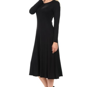 Long Sleeve A-line Midi Dress Black - Etsy
