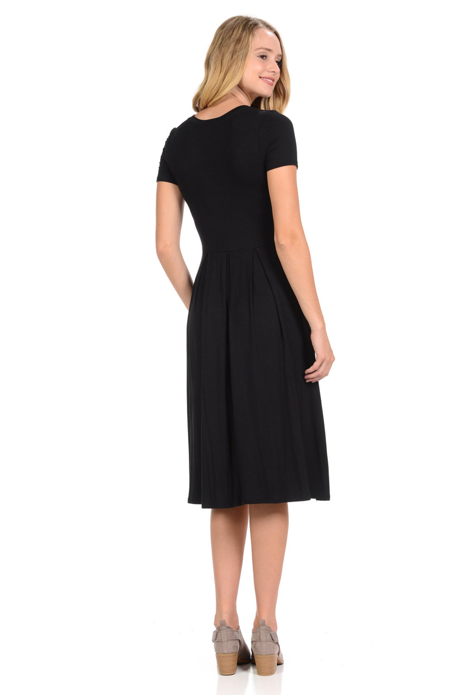 Box Pleated Midi Textured Dress - Just $7