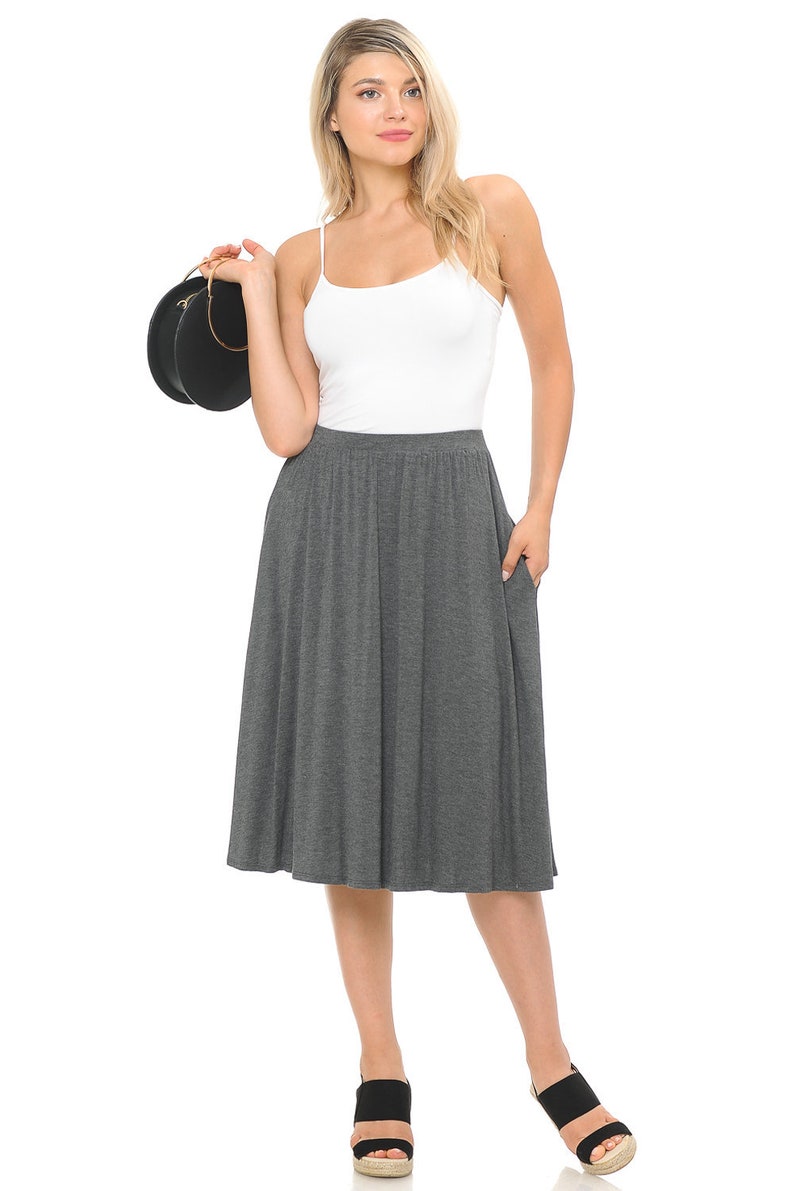 Midi Skirt with Pockets Charcoal