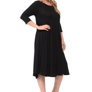 Plus Size A-line Trapeze Midi Dress Black - Etsy