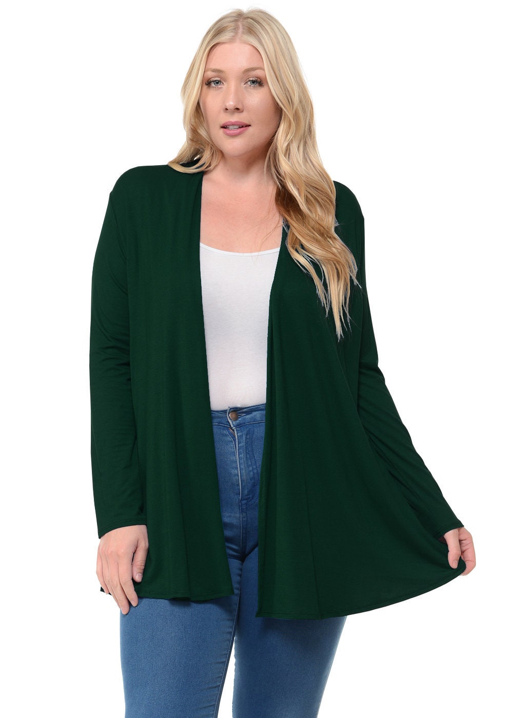 Plus Size Long Sleeve Jersey Cardigan 