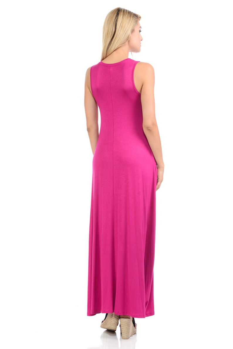 Sleeveless Maxi Dress With Pockets Magenta Etsy