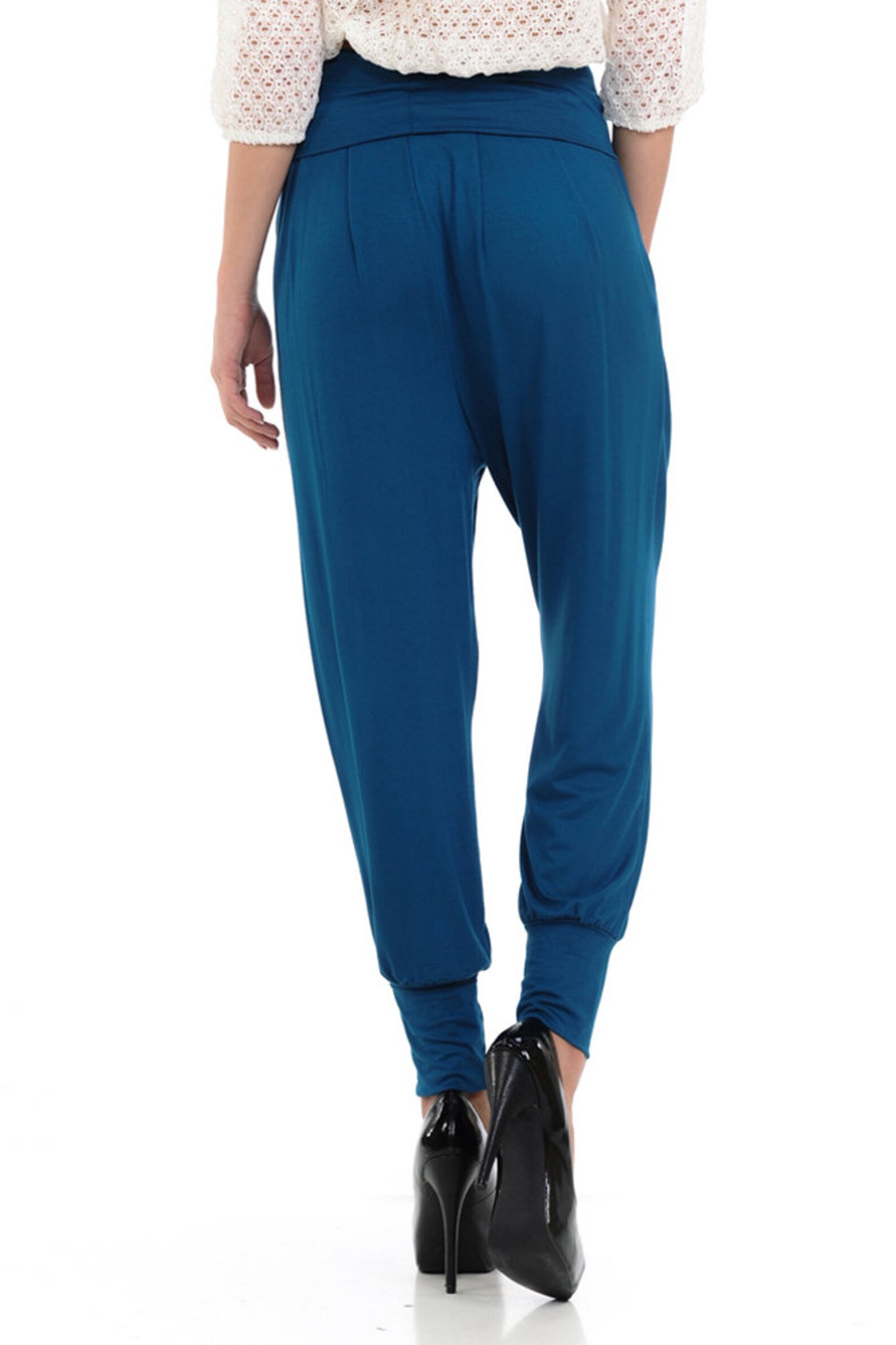 Banded Waist Harem Jogger Pants With Pockets Teal Etsy