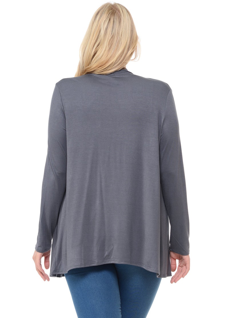 Plus Size Long Sleeve Jersey Cardigan Cement