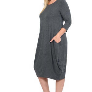 Plus Size Cocoon Midi Dress Charcoal - Etsy