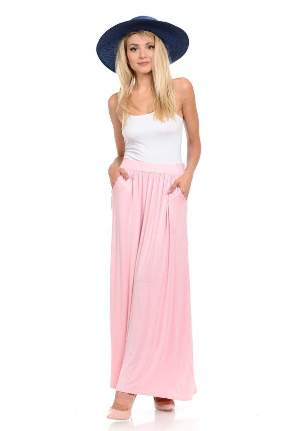 dusty pink maxi skirt
