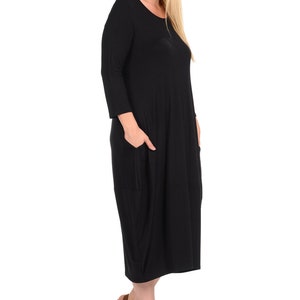 Plus Size Cocoon Midi Dress Black - Etsy