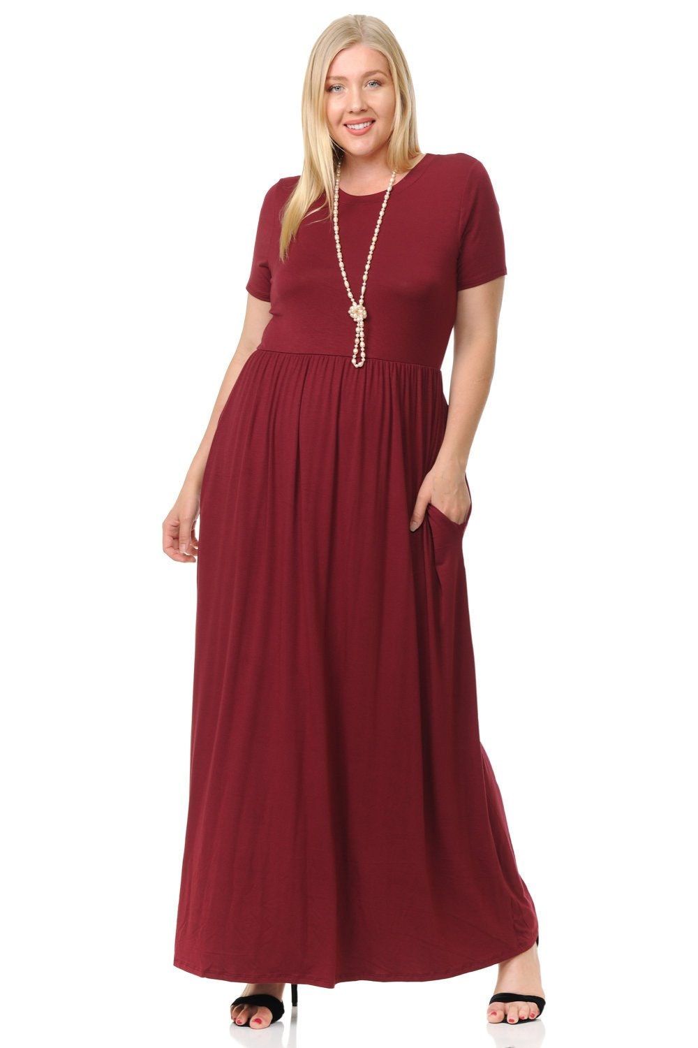 Burgundy maxi cheap dress plus size