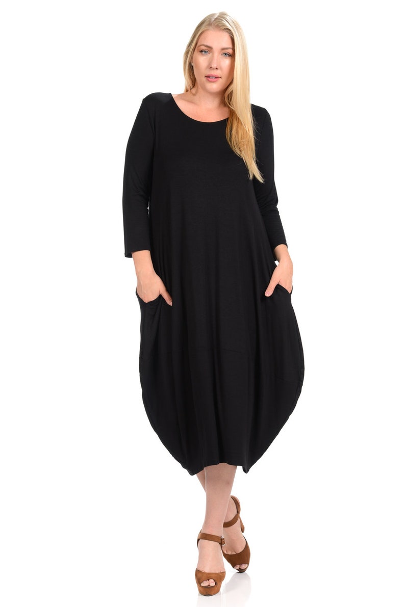 Plus Size Cocoon Midi Dress Black | Etsy