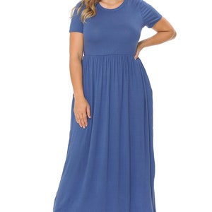 Plus Size Short Sleeve Maxi Dress With Pockets Denim - Etsy