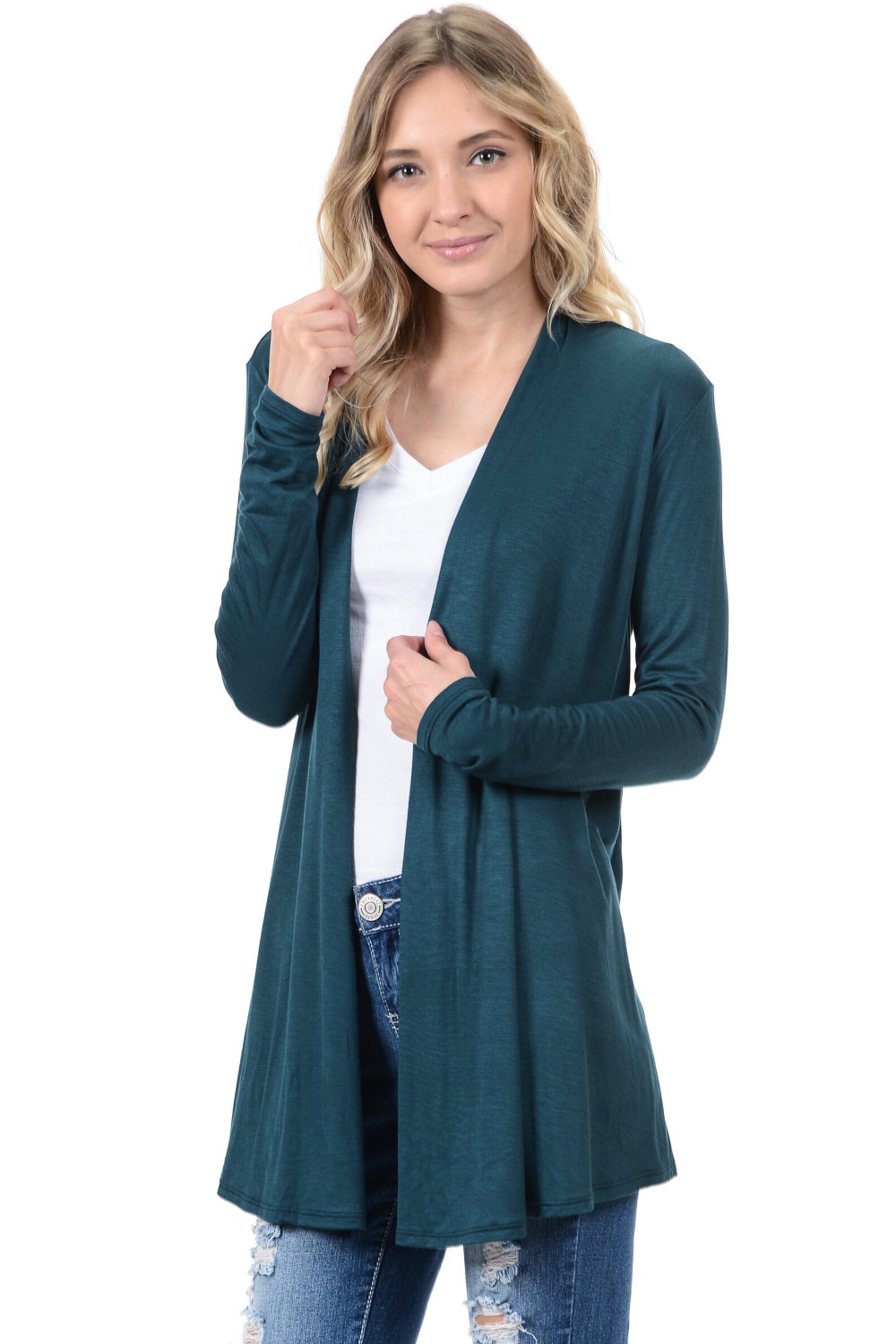 Solid Rayon Spandex Long Sleeve Jersey Cardigan Sweater Hunter Etsy