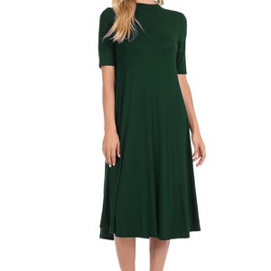 Mock Neck Trapeze Midi Dress Hunter Green - Etsy