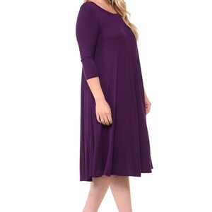 Plus Size A-line Trapeze Midi Dress Purple - Etsy
