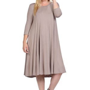 Plus Size A-line Trapeze Midi Dress Taupe - Etsy