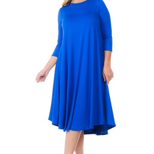 Plus Size Swing Midi Dress Royal Blue - Etsy