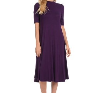 Mock Neck Trapeze Midi Dress Eggplant - Etsy