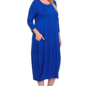 Plus Size Cocoon Midi Dress Royal Blue - Etsy
