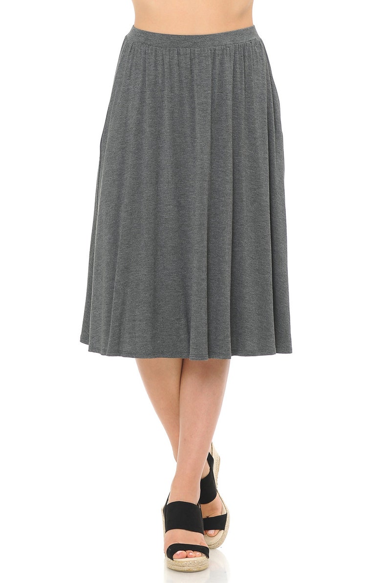 Midi Skirt with Pockets Charcoal