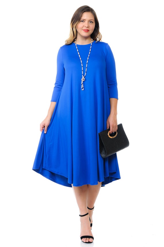royal blue swing dress plus size