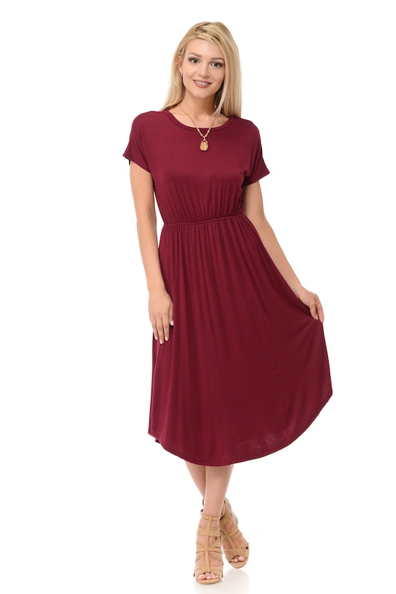 burgundy dress with pockets