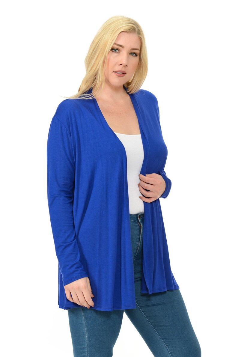 Plus Size Long Sleeve Jersey Cardigan Royal Blue Etsy