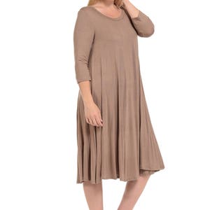 Plus Size A-line Trapeze Midi Dress Mocha - Etsy