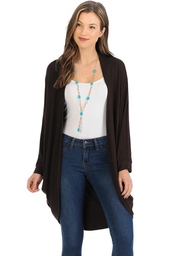 Jersey Batwing Sleeve Cardigan Brown - Etsy