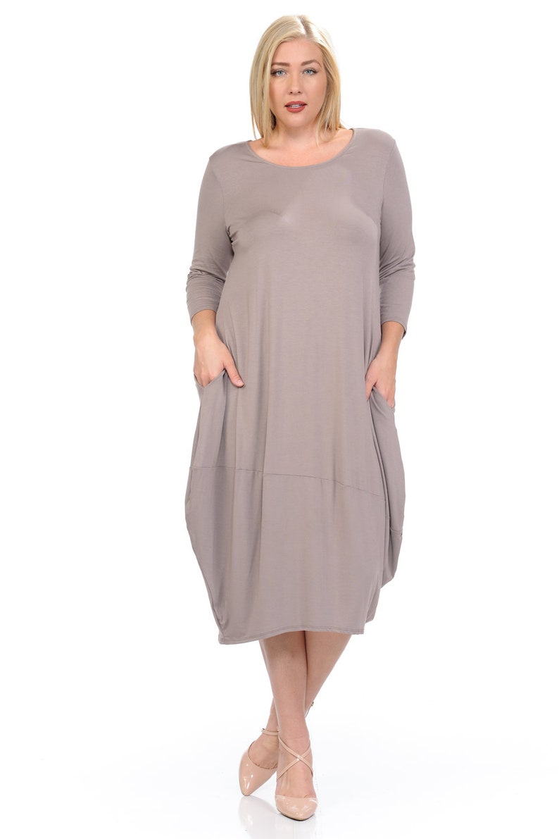 Plus Size Cocoon Midi Dress Taupe - Etsy