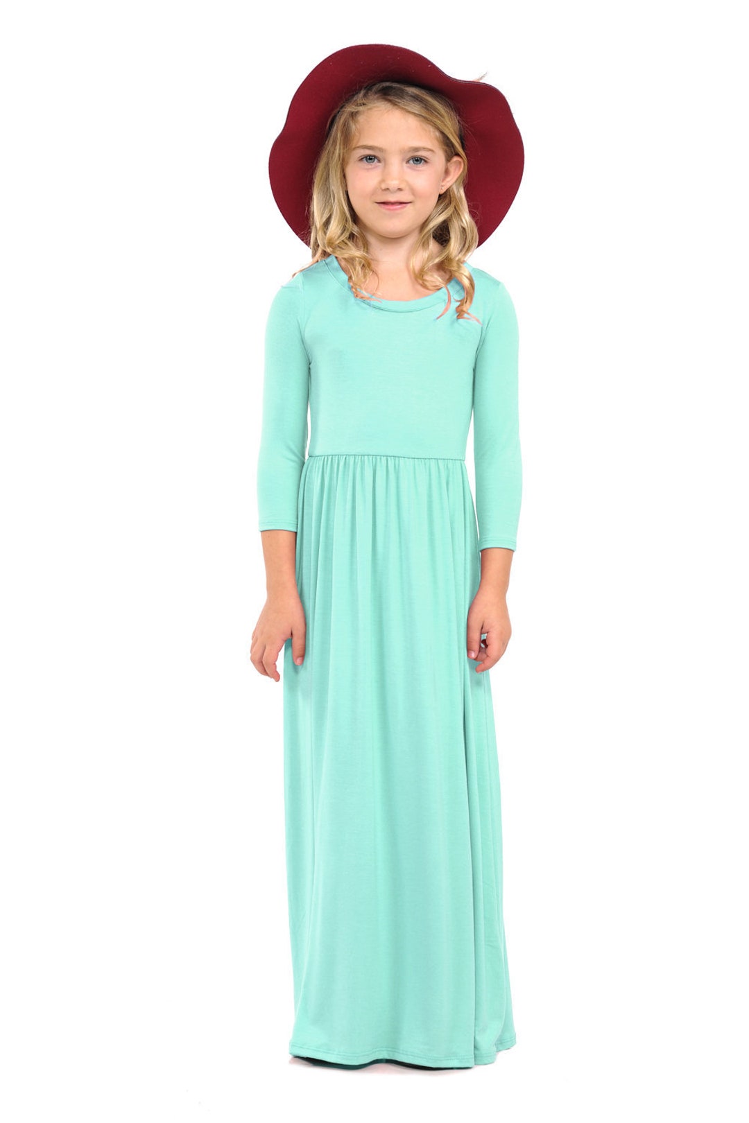 Honey Vanilla Girls' Fit and Flare Maxi Dress Mint - Etsy