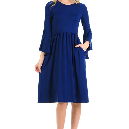 Fit and Flare Dress With Dramatic Bell Sleeve Royal Blue - Etsy