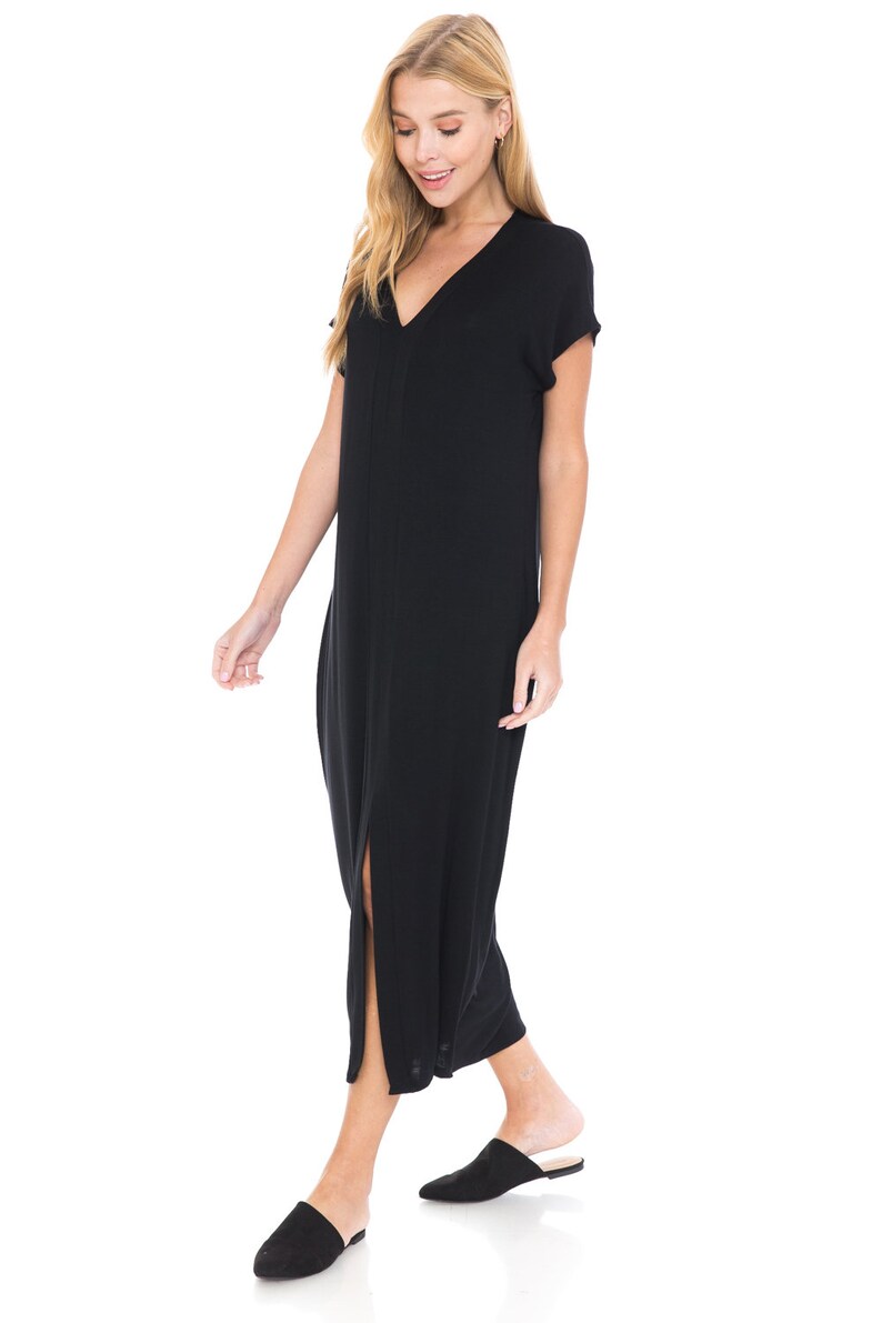 Cap Sleeve Midi Dress Black Etsy