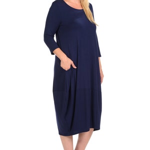 Plus Size Cocoon Midi Dress Navy - Etsy