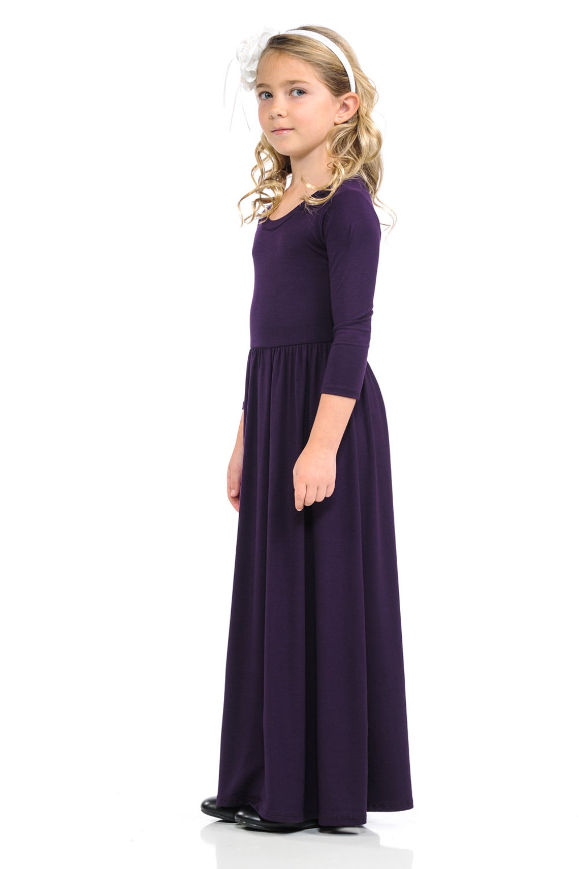 Honey Vanilla Girls' Fit and Flare Maxi Dress Eggplant - Etsy