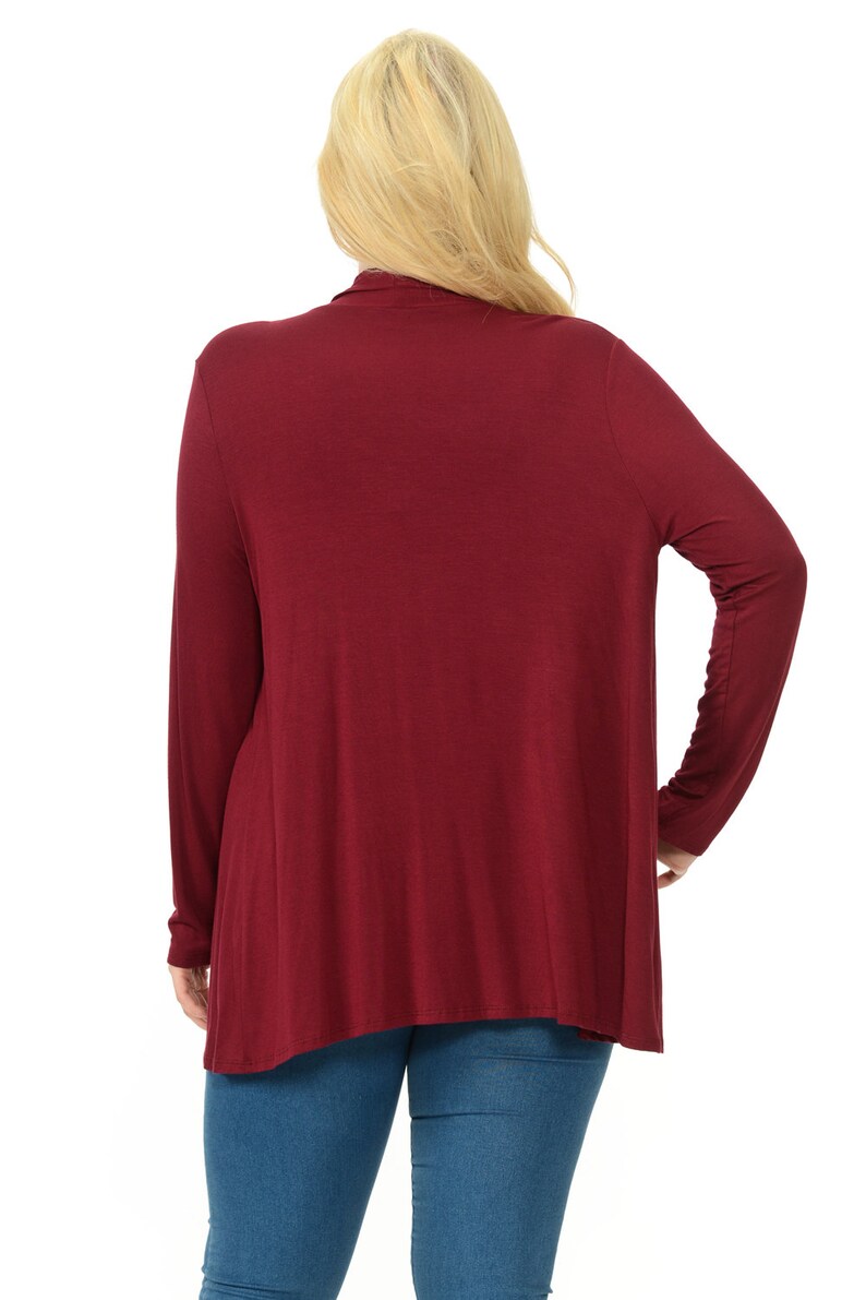 Plus Size Long Sleeve Jersey Cardigan Burgundy Etsy