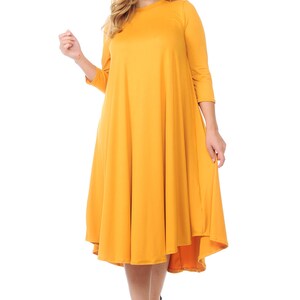 Plus Size Swing Midi Dress Mustard - Etsy