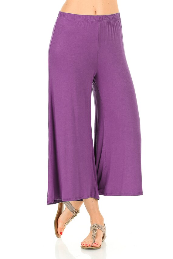 Elastic Waist Culottes Pants Mauve