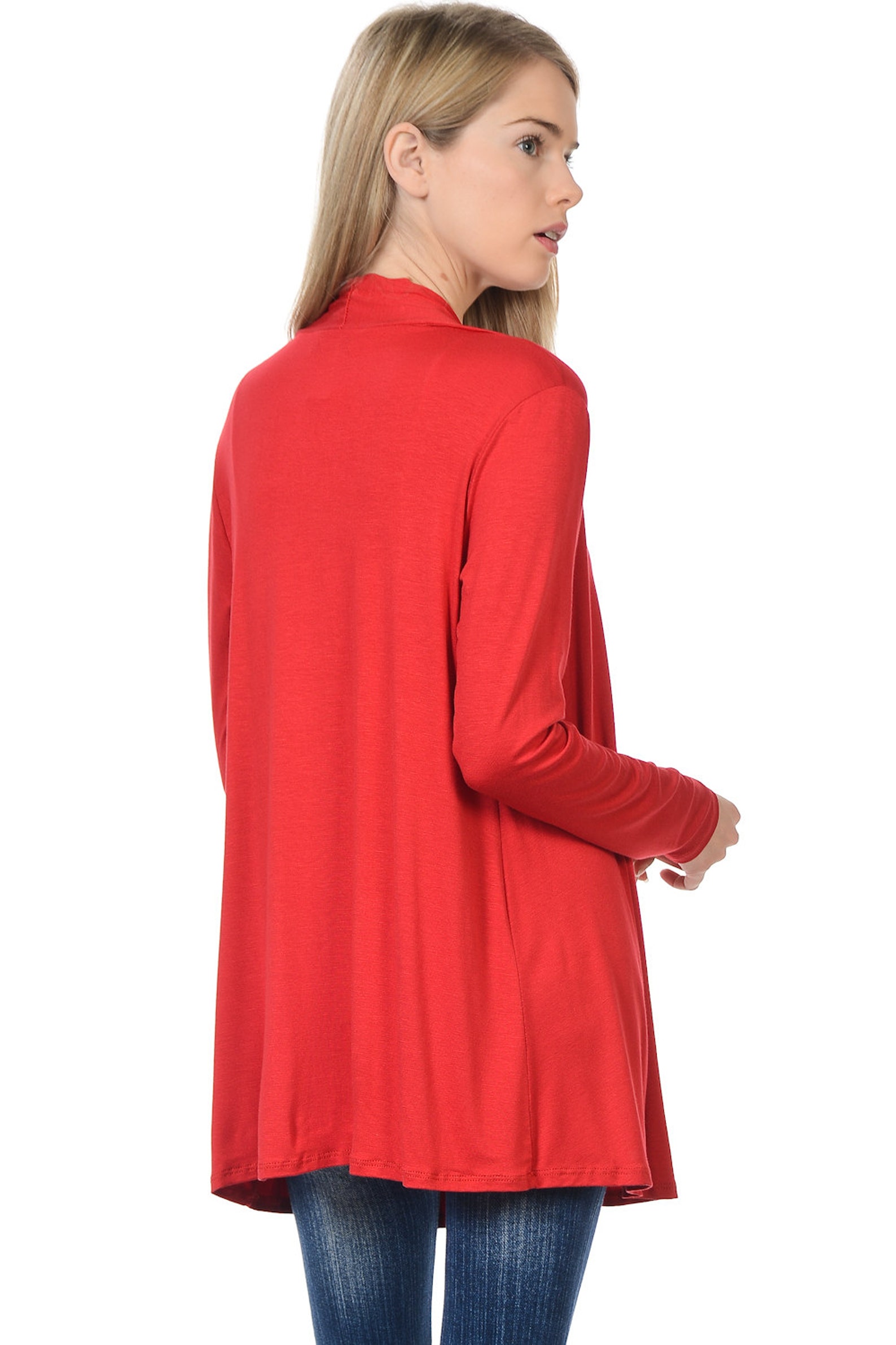 Solid Rayon Spandex Long Sleeve Jersey Cardigan Sweater Red - Etsy