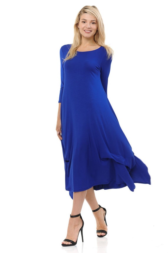 Handkerchief Dress With Pockets Royal Blue - Etsy Canada
