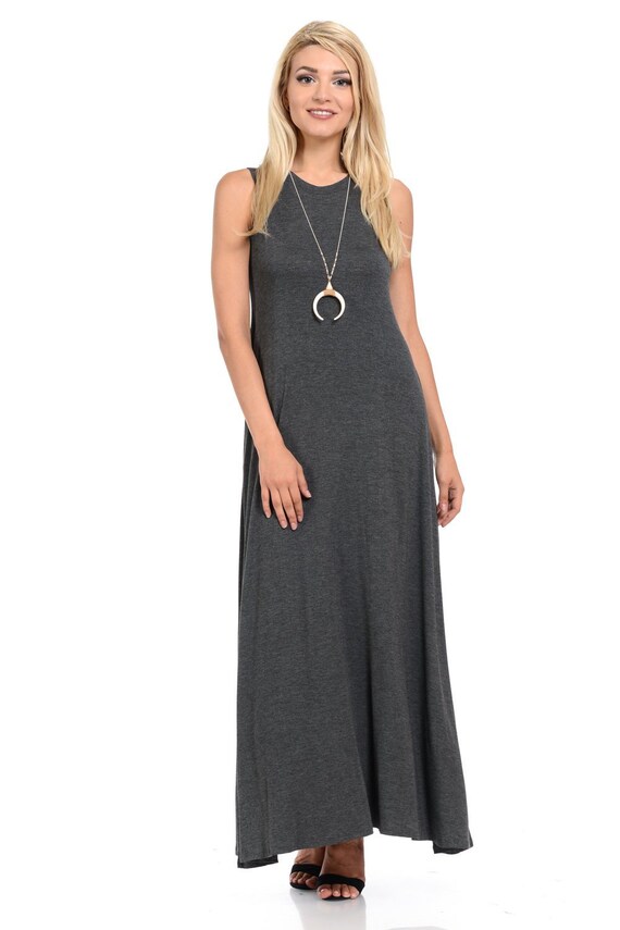 dark grey maxi dress