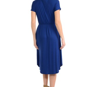 Short Sleeve Flare Midi Dress With Pockets Royal Blue - Etsy