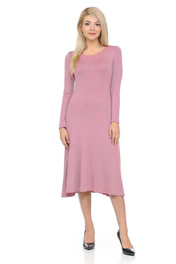 dusty pink midi dress