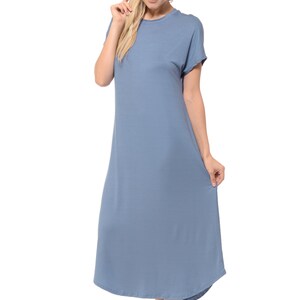 A-line Short Sleeve Midi Dress Denim - Etsy