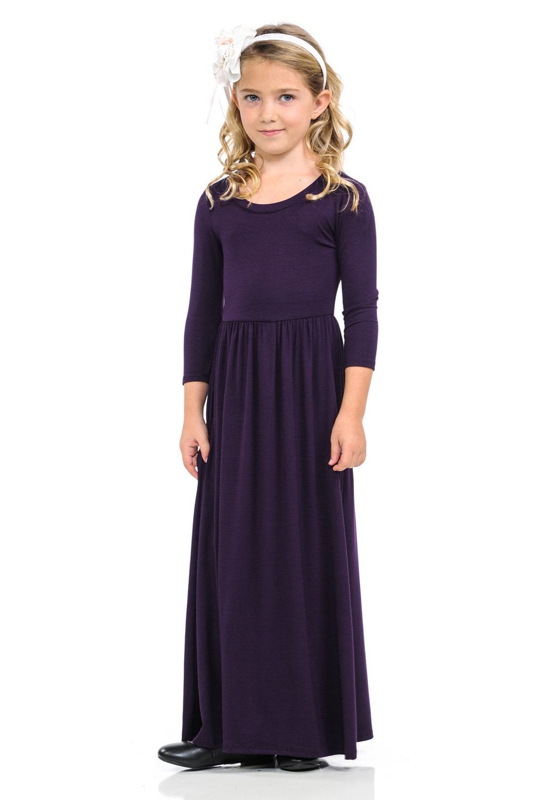 Honey Vanilla Girls' Fit and Flare Maxi Dress Eggplant - Etsy