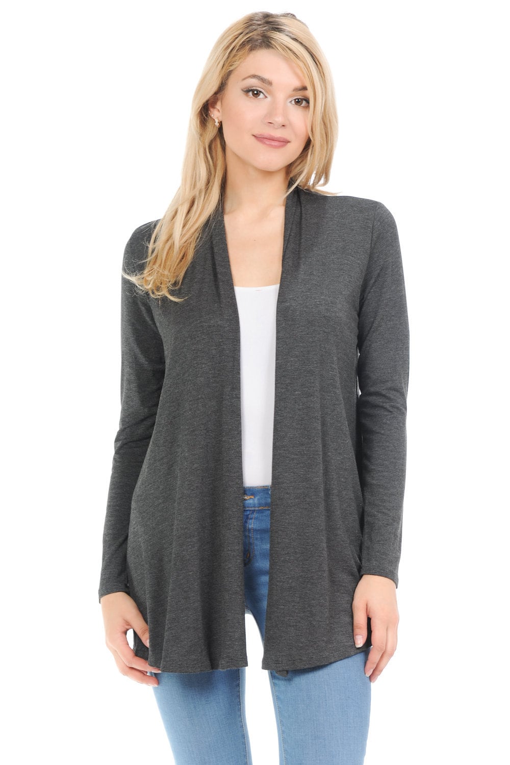 rayon spandex open front cardigan