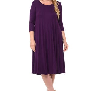 Plus Size A-line Trapeze Midi Dress Purple - Etsy
