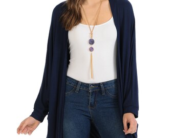 Jersey Batwing Sleeve Cardigan Navy Etsy Canada