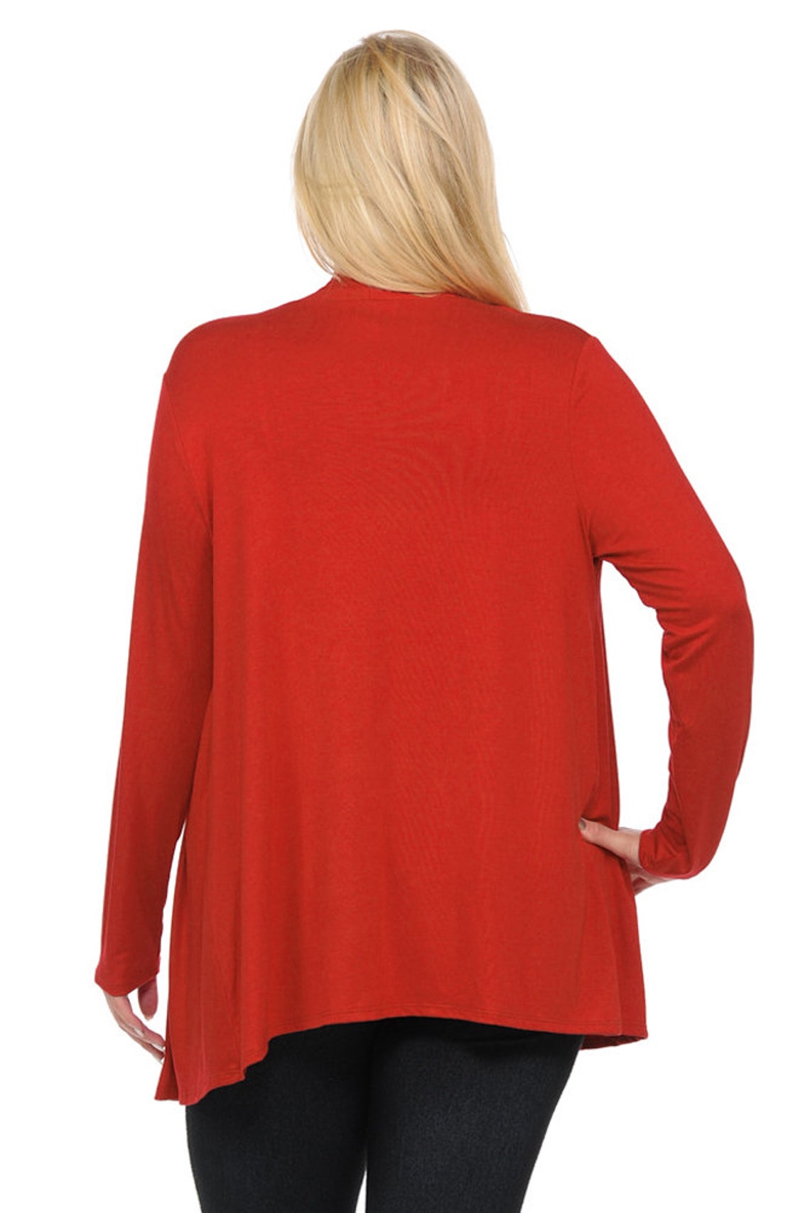 Plus Size Long Sleeve Jersey Cardigan Rust Etsy