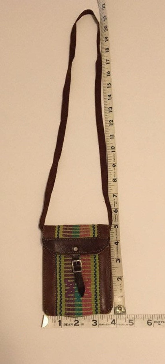 Woven Fabric & Leather Pouch with buckle closure.… - image 4