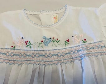 Vintage Saks Fifth Avenue Smocked Embroidered Dress. Size 16