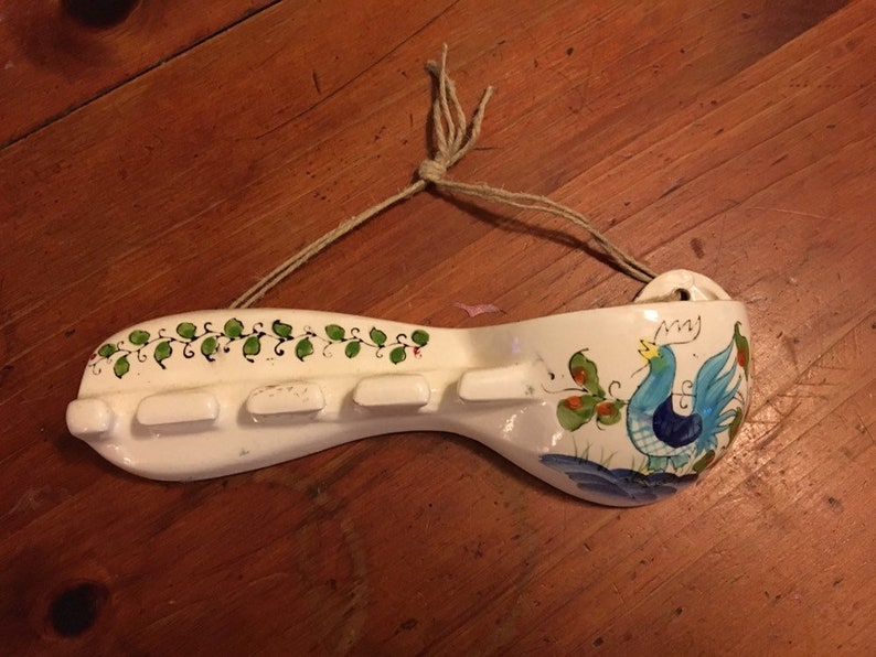 I love the Rooster. Beautiful design /& colors Vintage Spoon Rack from Japan